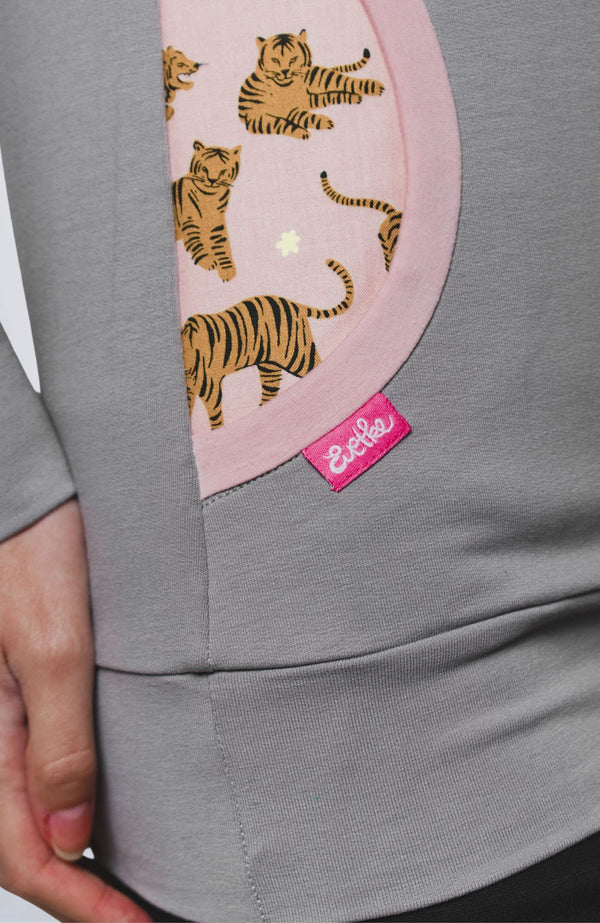 Evetke női pamut cipzáros kapucnis pulcsi - Tiger