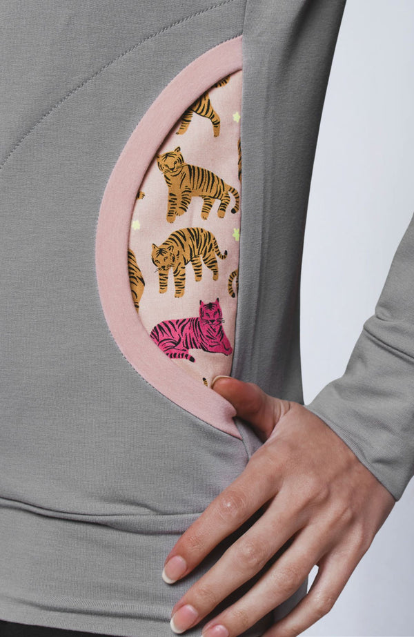 Evetke női pamut cipzáros kapucnis pulcsi - Tiger