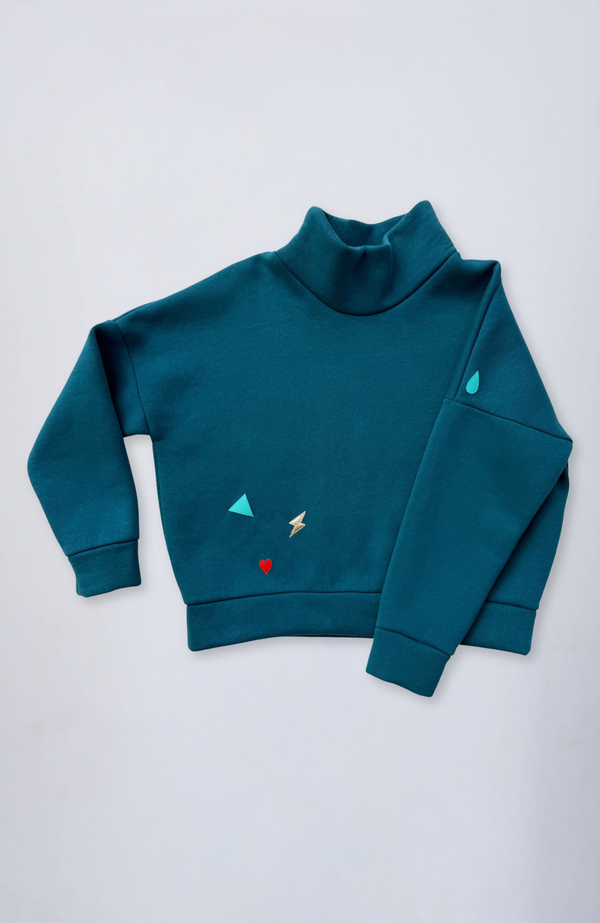 Evetke women's cotton turtleneck loose sweatshirt - SAGE