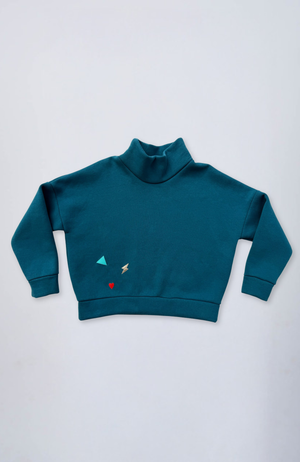 Evetke women's cotton turtleneck loose sweatshirt - SAGE