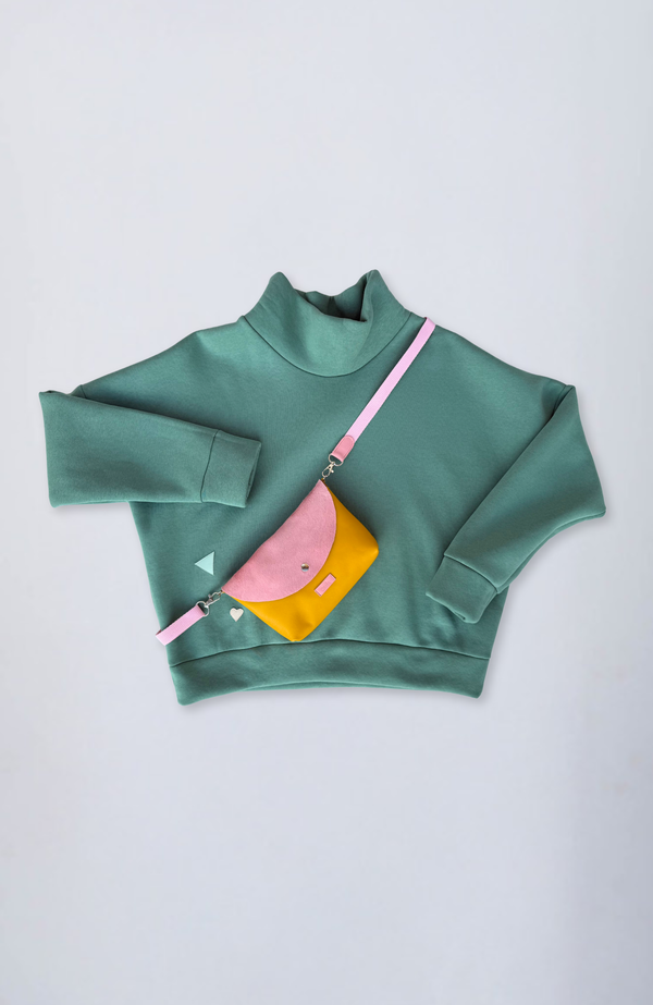 Evetke női pamut garbós laza pulcsi - SAGE