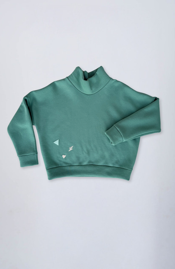 Evetke női pamut garbós laza pulcsi - SAGE