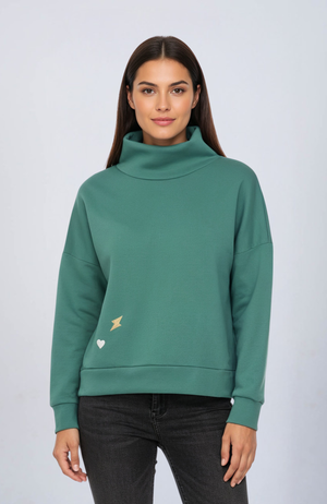 Evetke női pamut garbós laza pulcsi - SAGE