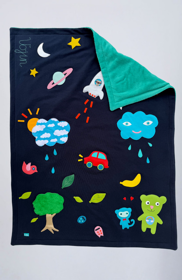 Baby blanket with handmade patterns and name embroidery - VOJIN