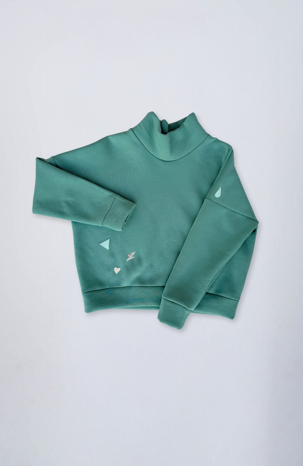 Evetke női pamut garbós laza pulcsi - SAGE