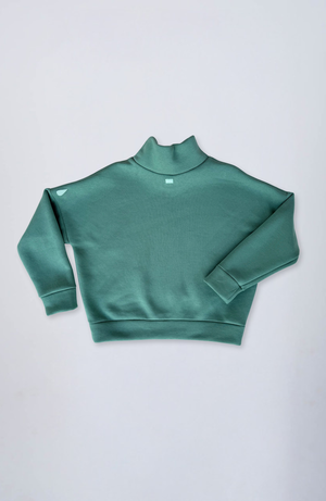 Evetke női pamut garbós laza pulcsi - SAGE