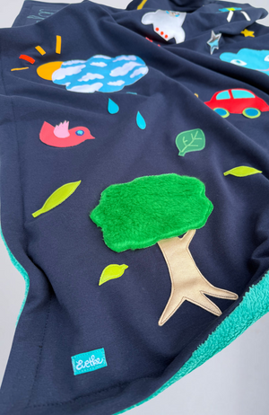 Baby blanket with handmade patterns and name embroidery - VOJIN