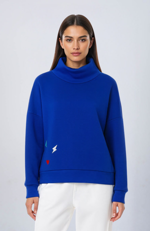 Evetke women's cotton turtleneck loose sweatshirt - SAGE