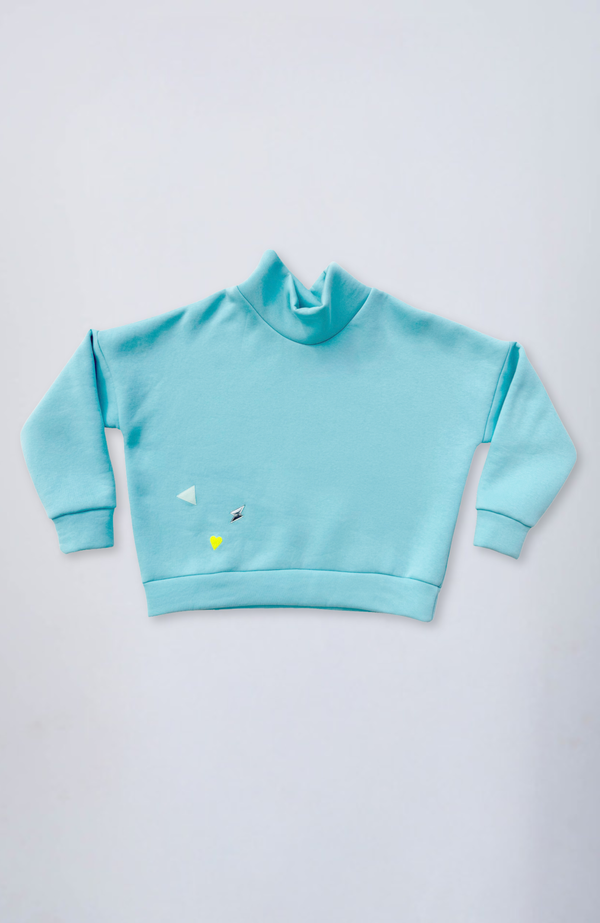 Evetke women's cotton turtleneck loose sweatshirt - SAGE