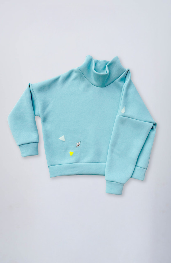 Evetke women's cotton turtleneck loose sweatshirt - SAGE