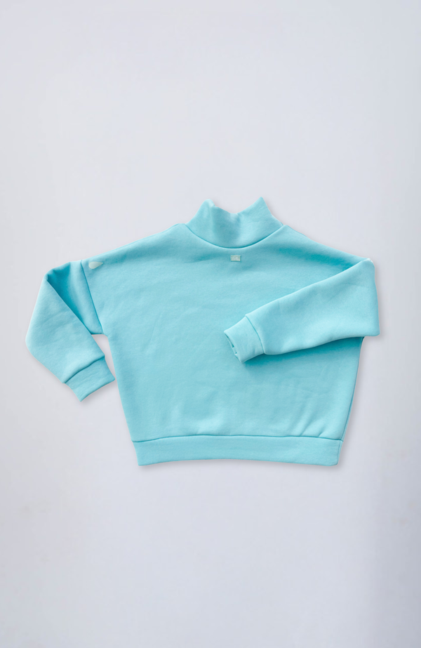 Evetke women's cotton turtleneck loose sweatshirt - SAGE