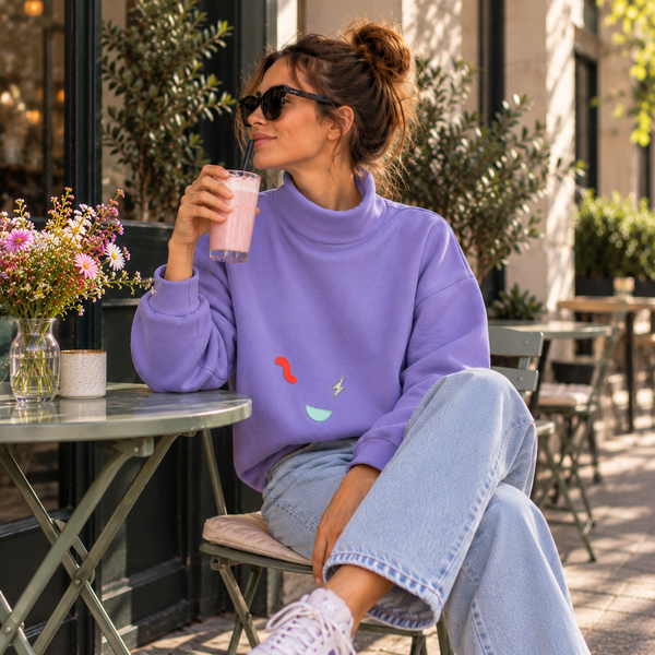 Evetke women's cotton turtleneck loose sweatshirt - KLARA